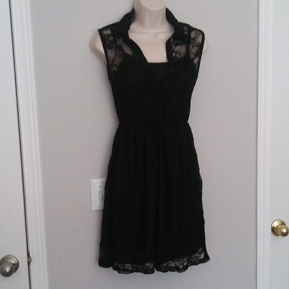 Black Lace Overlay Dress